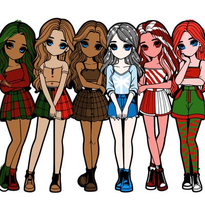 a group of girls realistic