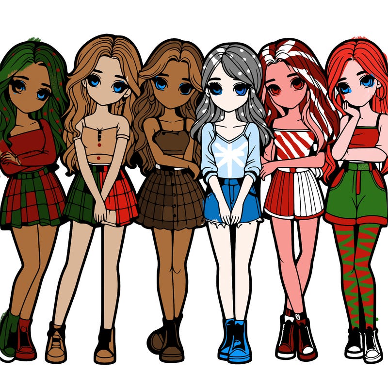 a group of girls realistic