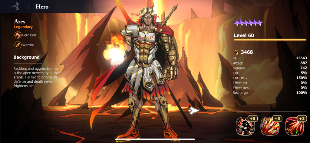 Lost Realm: Chronorift - Profil du personnage du guerrier légendaire Arès dans Lost Realm Chronorift