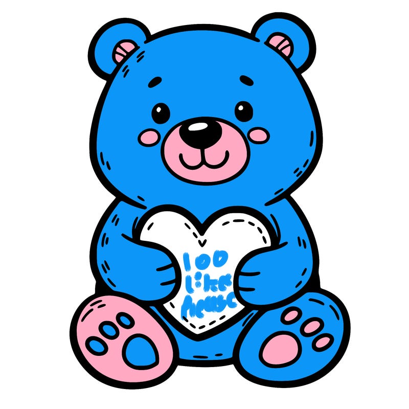 bear sitting down with a heart in its hand