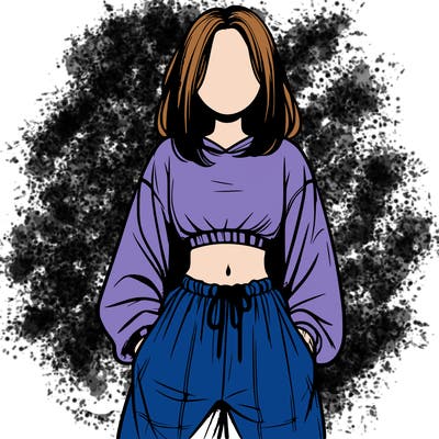 realistic girl faceless with baggy pants and a crop top