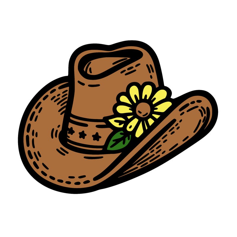 cow boy hat with flower