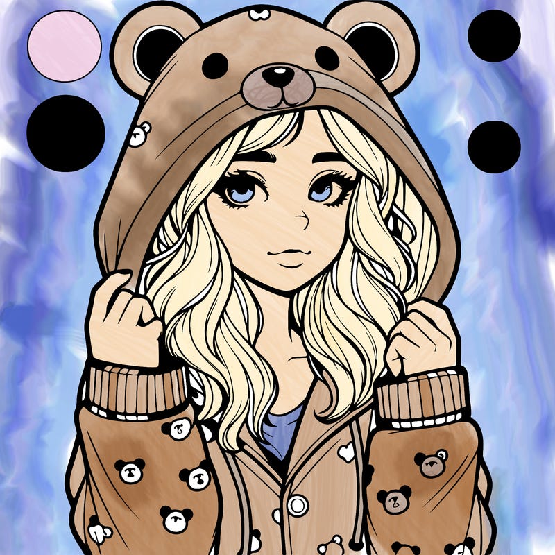 realistic girl in a animal pjs hoodie