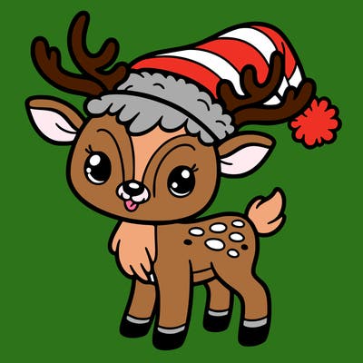 christmas reindeer with santa hat