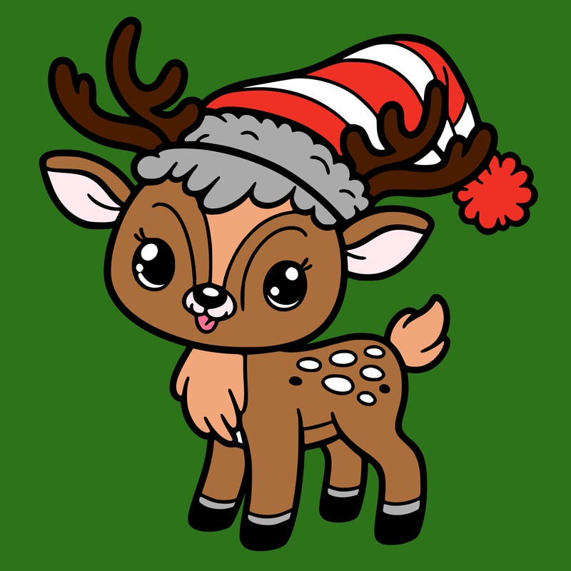 christmas reindeer with santa hat