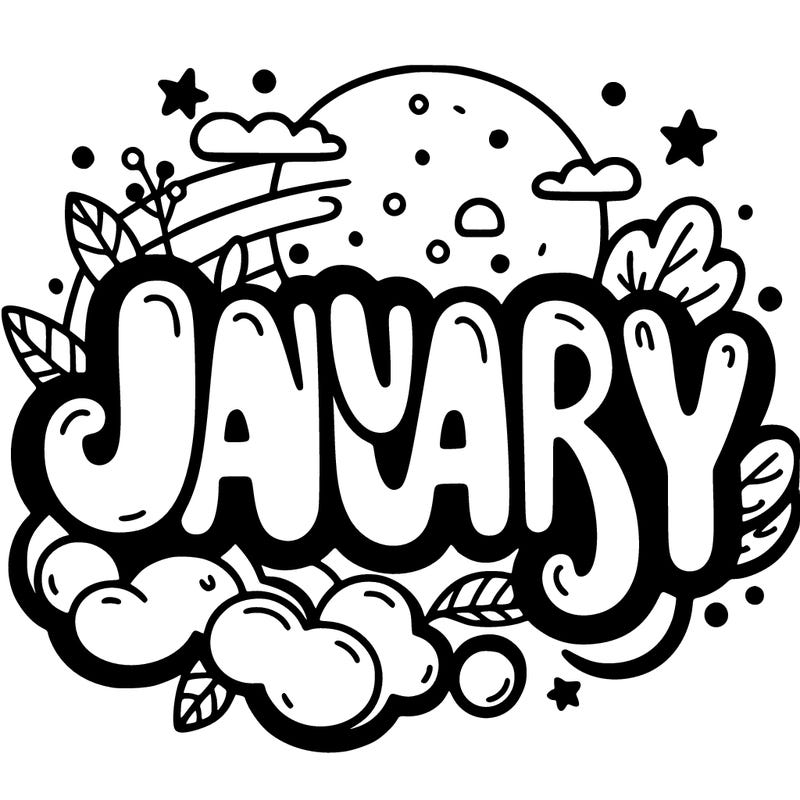 january in bubble letters