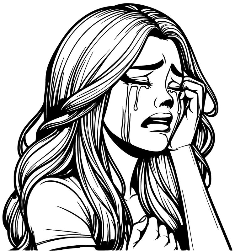 realistic woman crying