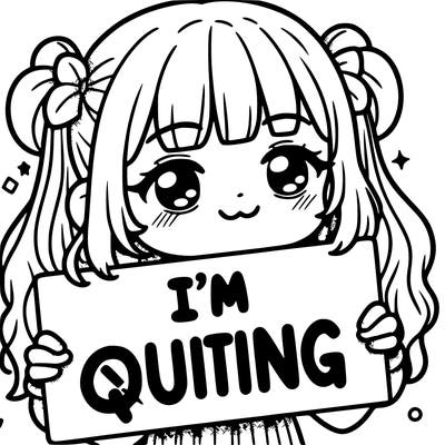 a girl holding a sign saying i'm quitting