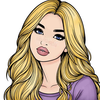 realistic girl with hair on her hair and lips