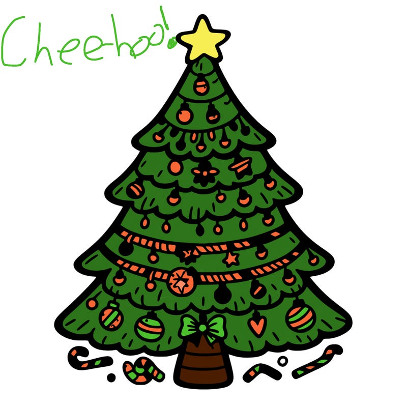 christmas tree with lots of details