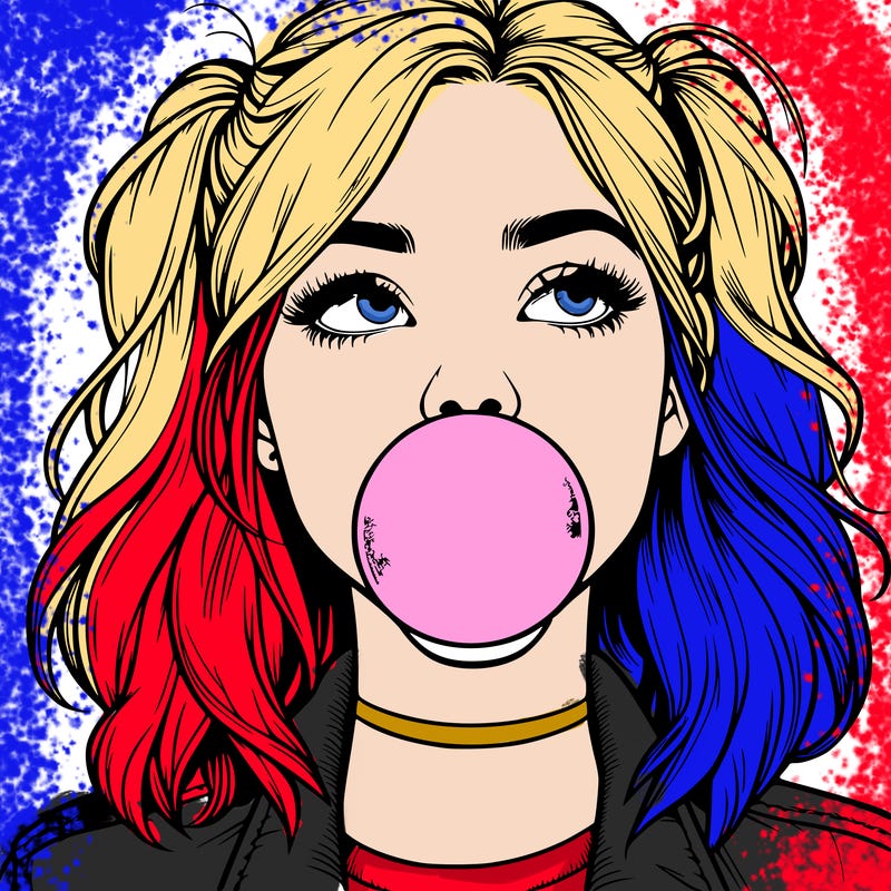 realististic girl blowing bubble -gum