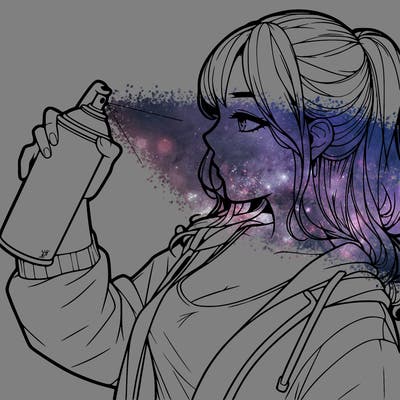 a realistic girl spray, painting