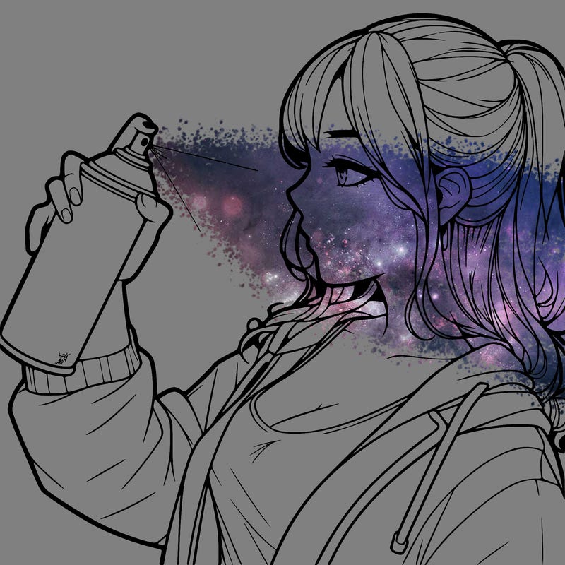 a realistic girl spray, painting