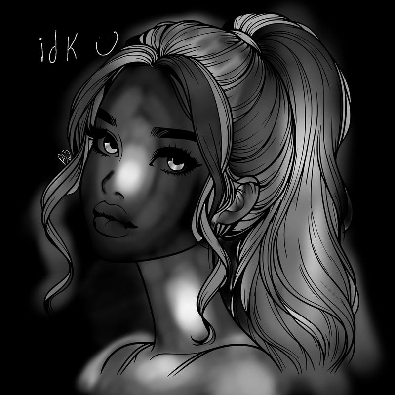 realistic girl with a ponytail on her hair and lips