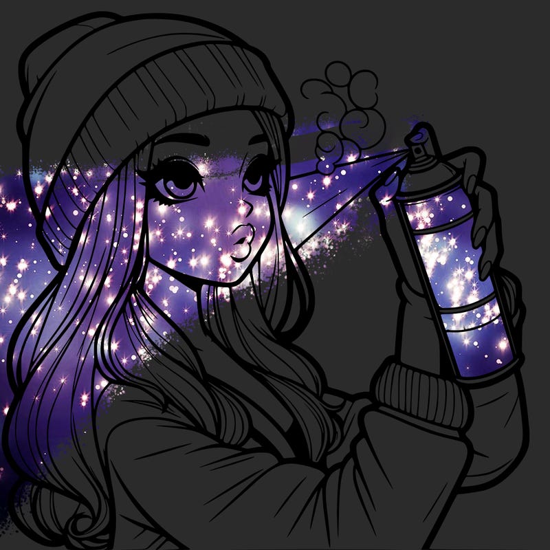 realistic girl spray painting