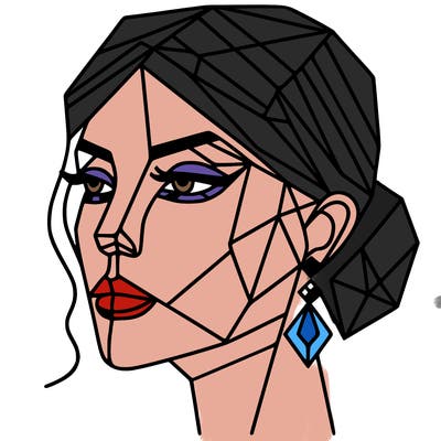 geometric art illustration of a woman's face
