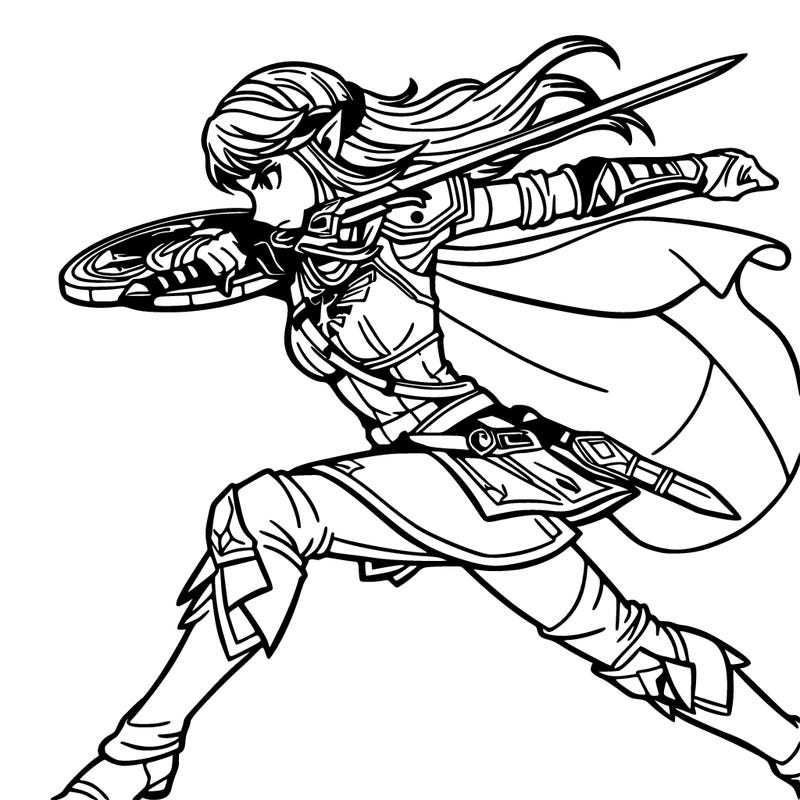 female warrior in dynamic action pose