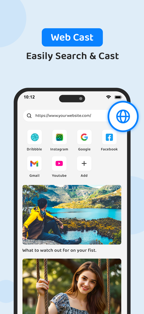 Screen Mirroring Cast to TV - Interfaz del navegador web integrado para transmitir videos en línea desde iPhone a TV