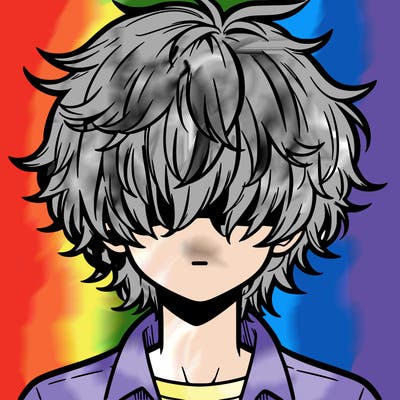 manga boy fluffy hair covering his eyes