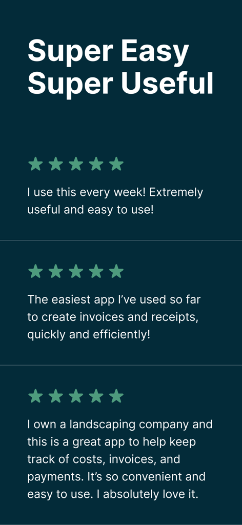 Invoice Maker ▸ Estimate App - Positive user reviews and five star ratings for the Invoice Maker app