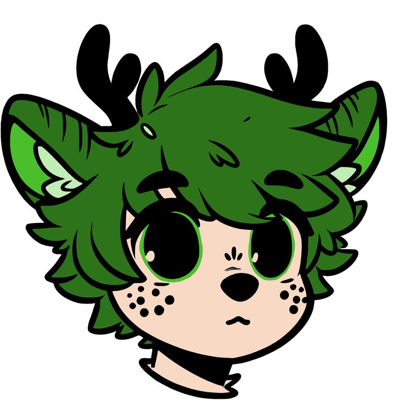 a humanoid deer with soft fluffy ears