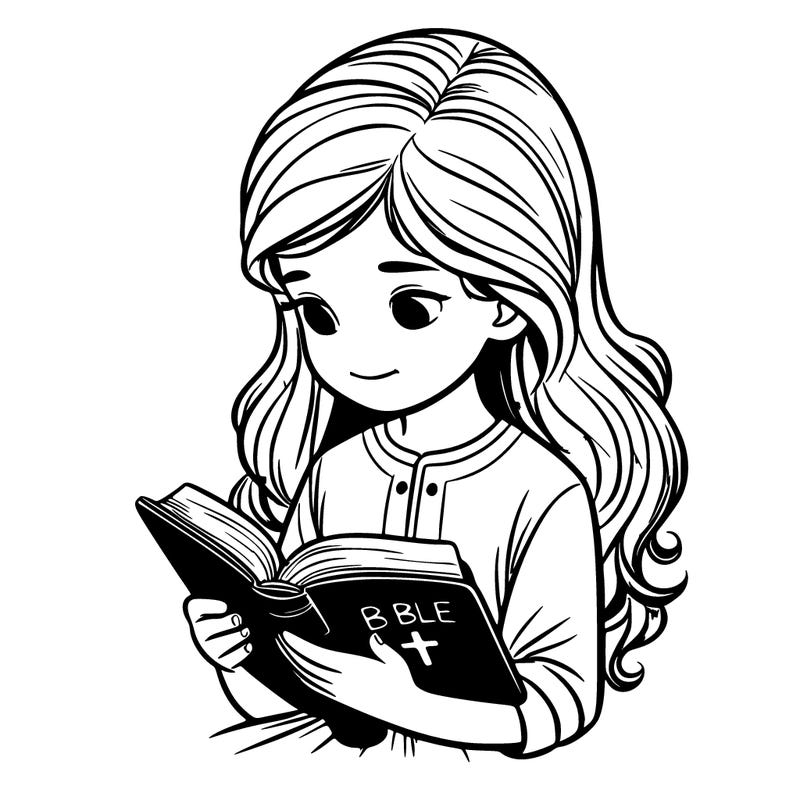 realistic girl reading the bible