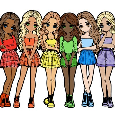 a group of girls realistic
