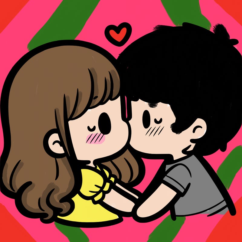 a girl and a boy kissing