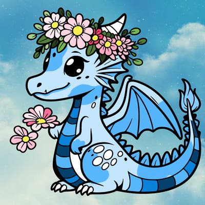 dragon with flower crown