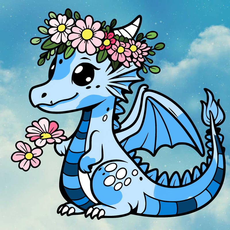 dragon with flower crown