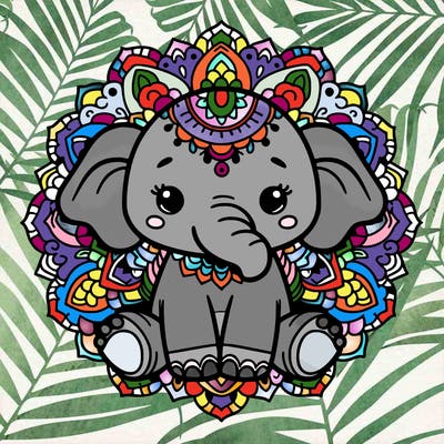cute baby elephant animal mandala