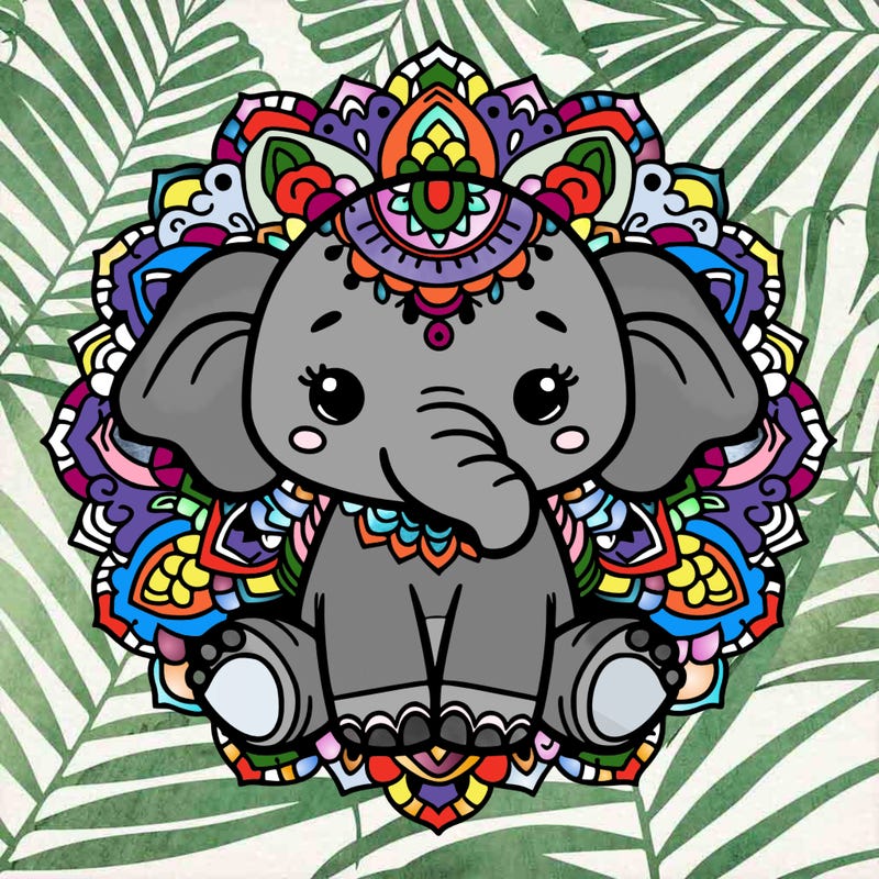 cute baby elephant animal mandala