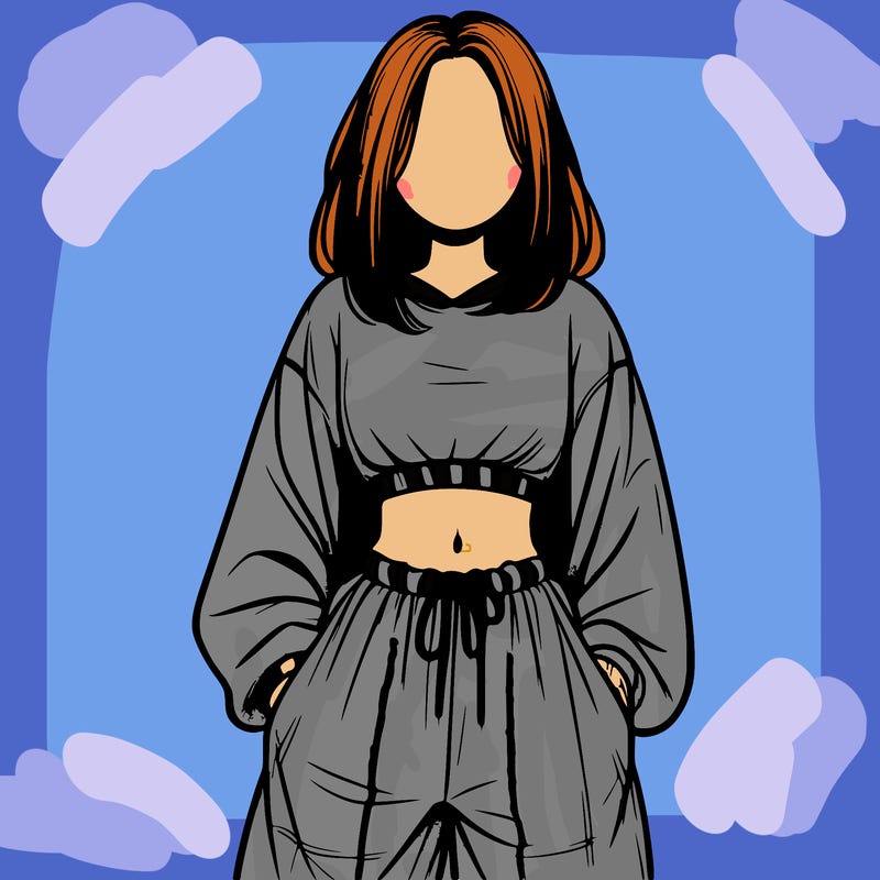 realistic girl faceless with baggy pants and a crop top