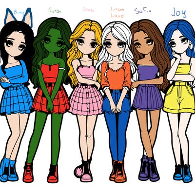 a group of girls realistic