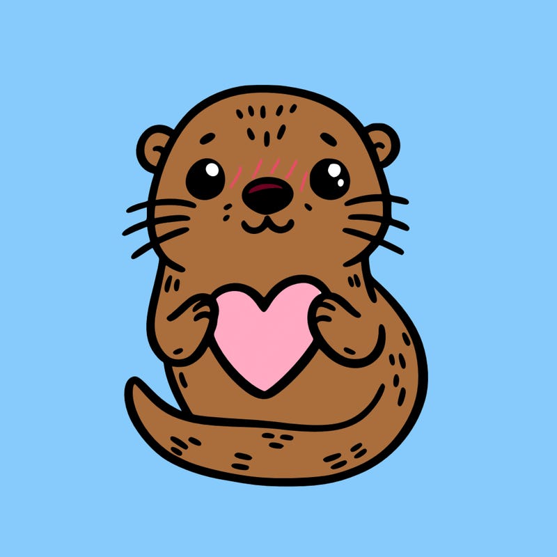 otter with a heart