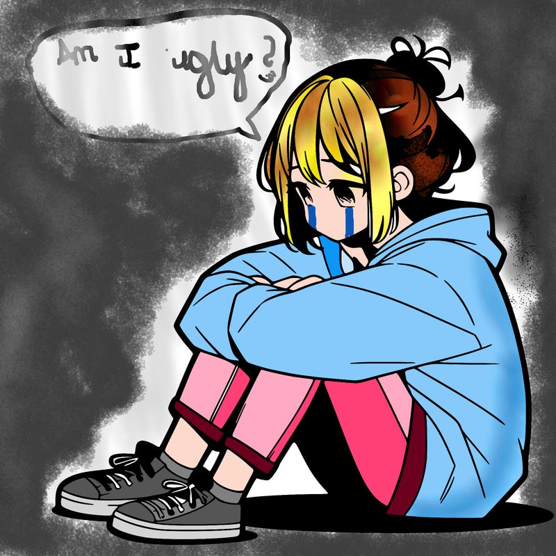 sad anime girl sitting alone