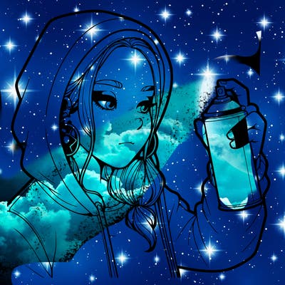 a realistic girl, spray painting