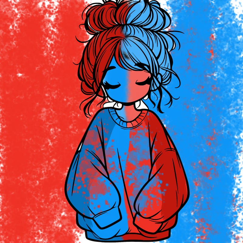 girl with baggy sweatshirt and messy bun