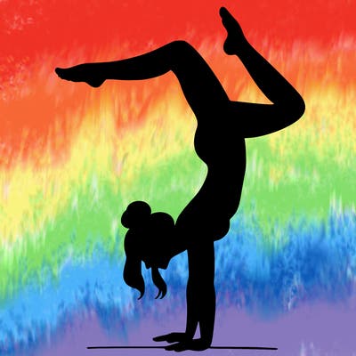 a woman doing a handstand
