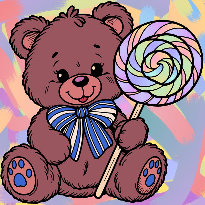 teddy bear with a lollipop