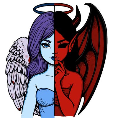 realistic angel half demon