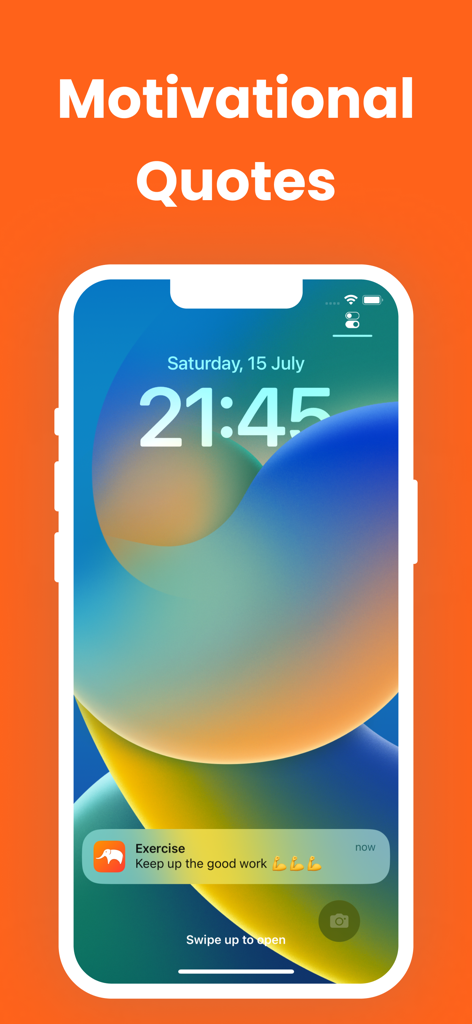 Day Counter & Tracker - Since - 日数カウンター＆トラッカーアプリからのモチベーションを高めるエクササイズ通知が表示されたiPhoneロック画面。