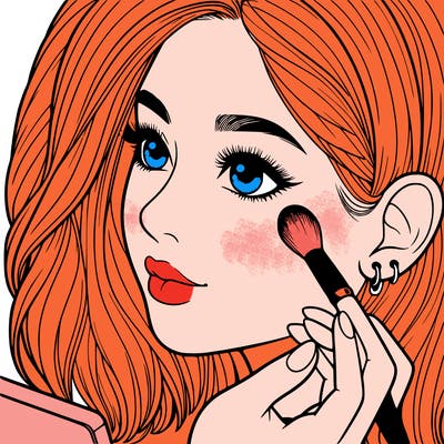 a realistic girl doing her makeup