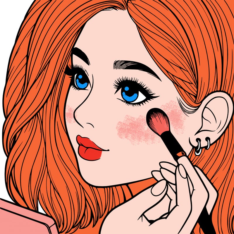 a realistic girl doing her makeup