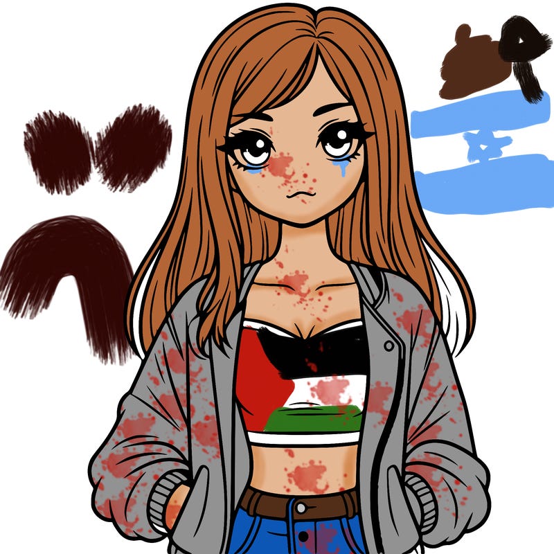 girl with long hair a crop top and a jacket