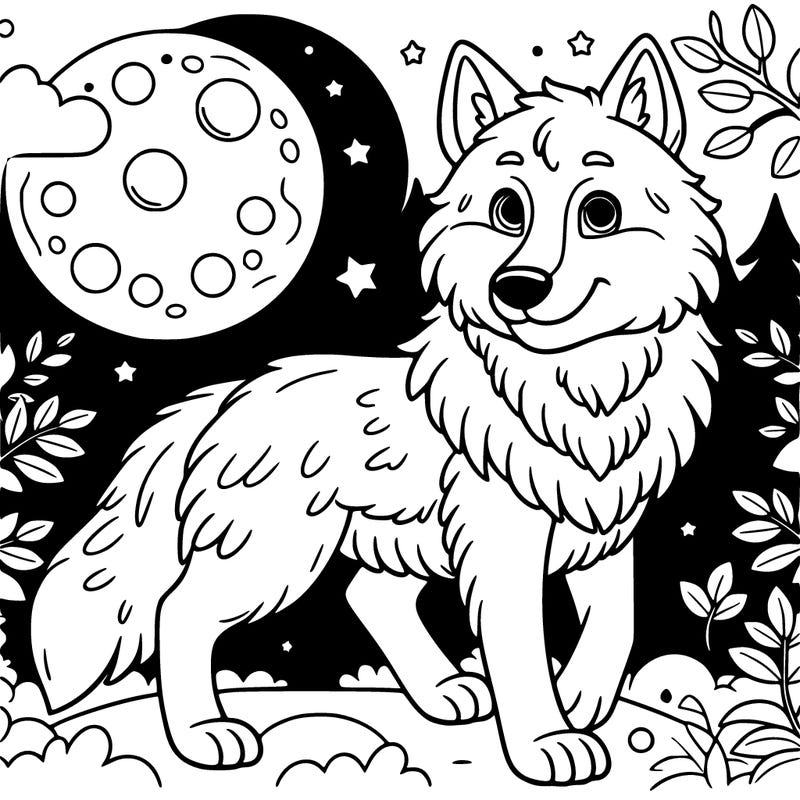 wolf with the moon in the background