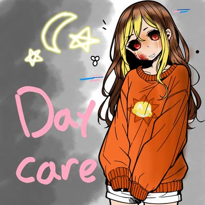 manga teen girl  in a sweater and baggy pants