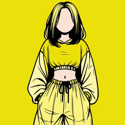 realistic girl faceless with baggy pants and a crop top