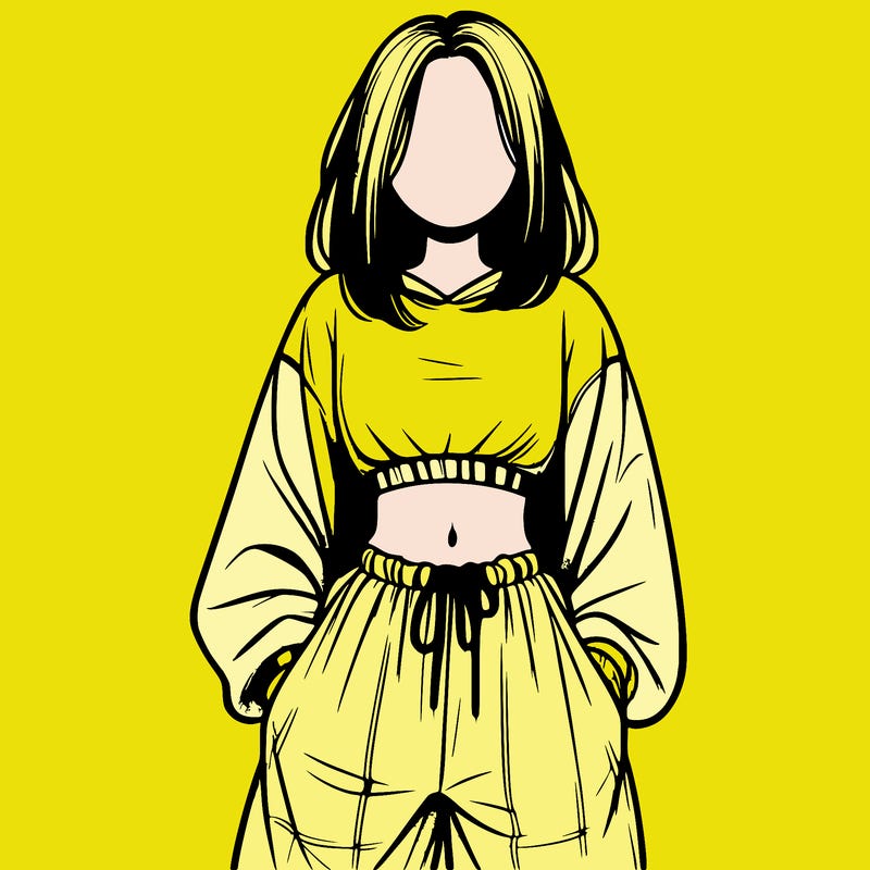 realistic girl faceless with baggy pants and a crop top