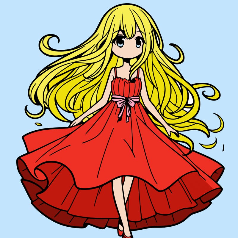manga girl with a flowing dress